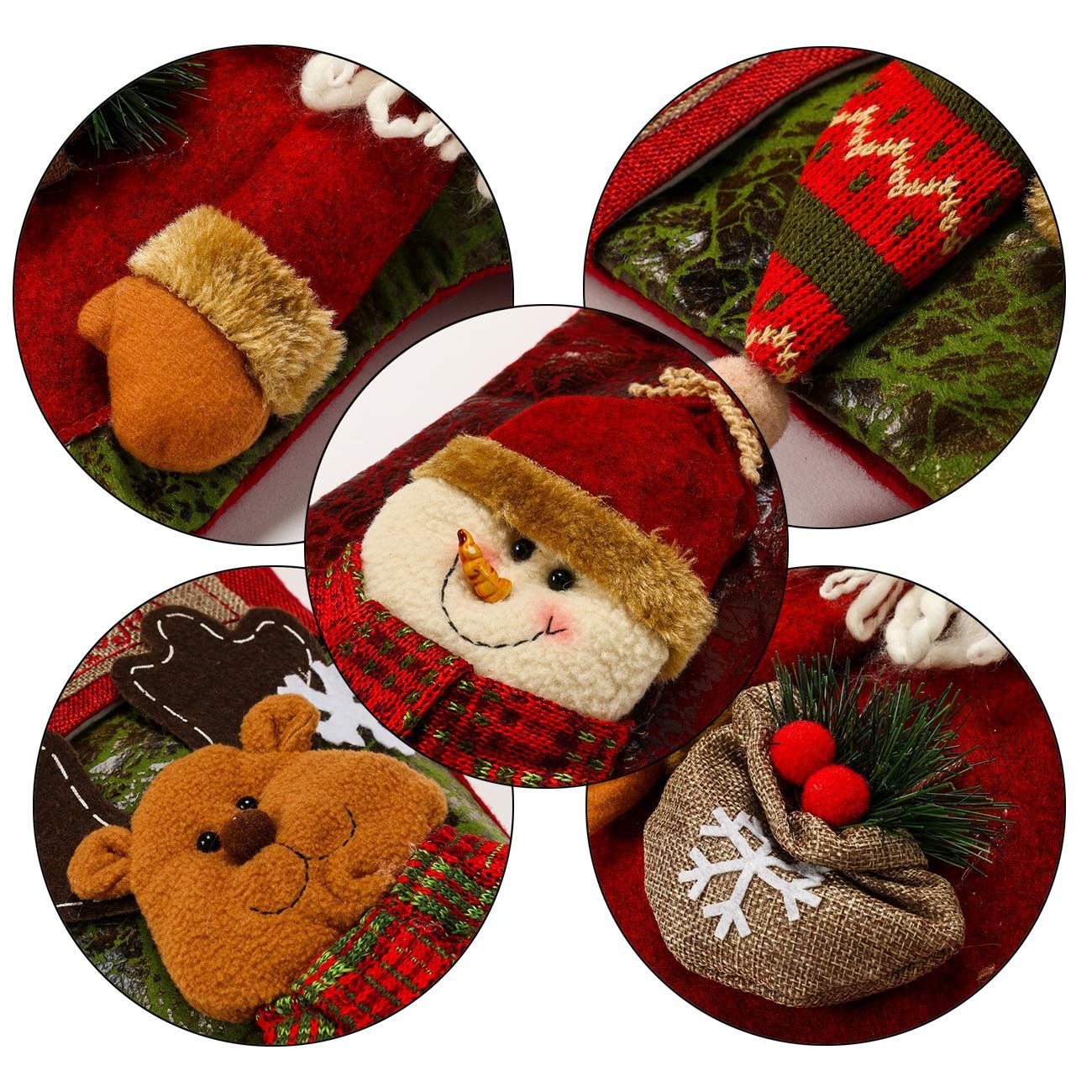3 PCS 16.5" Christmas Stocking Classic Large Stockings Santa view 5