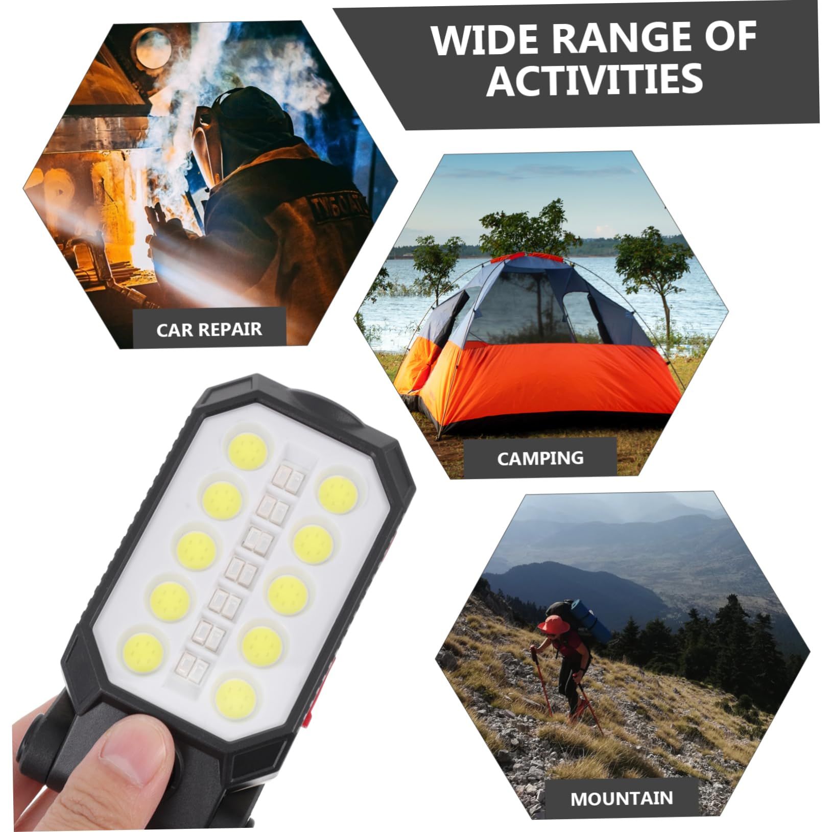 Magnetic Rechargeable Portable Work LED Light with Hanging Hook Battery view 4