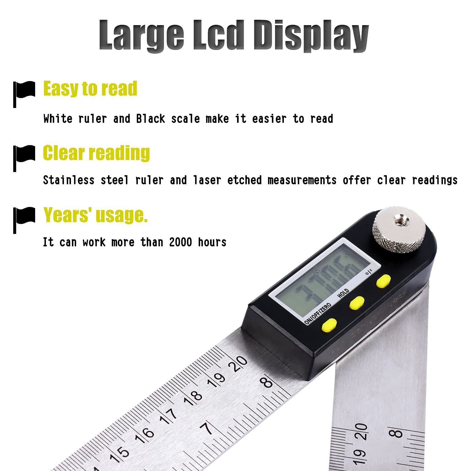 200mm/8Inches Digital Angle Finder Ruler - Stainless Steel Protractor for view 2
