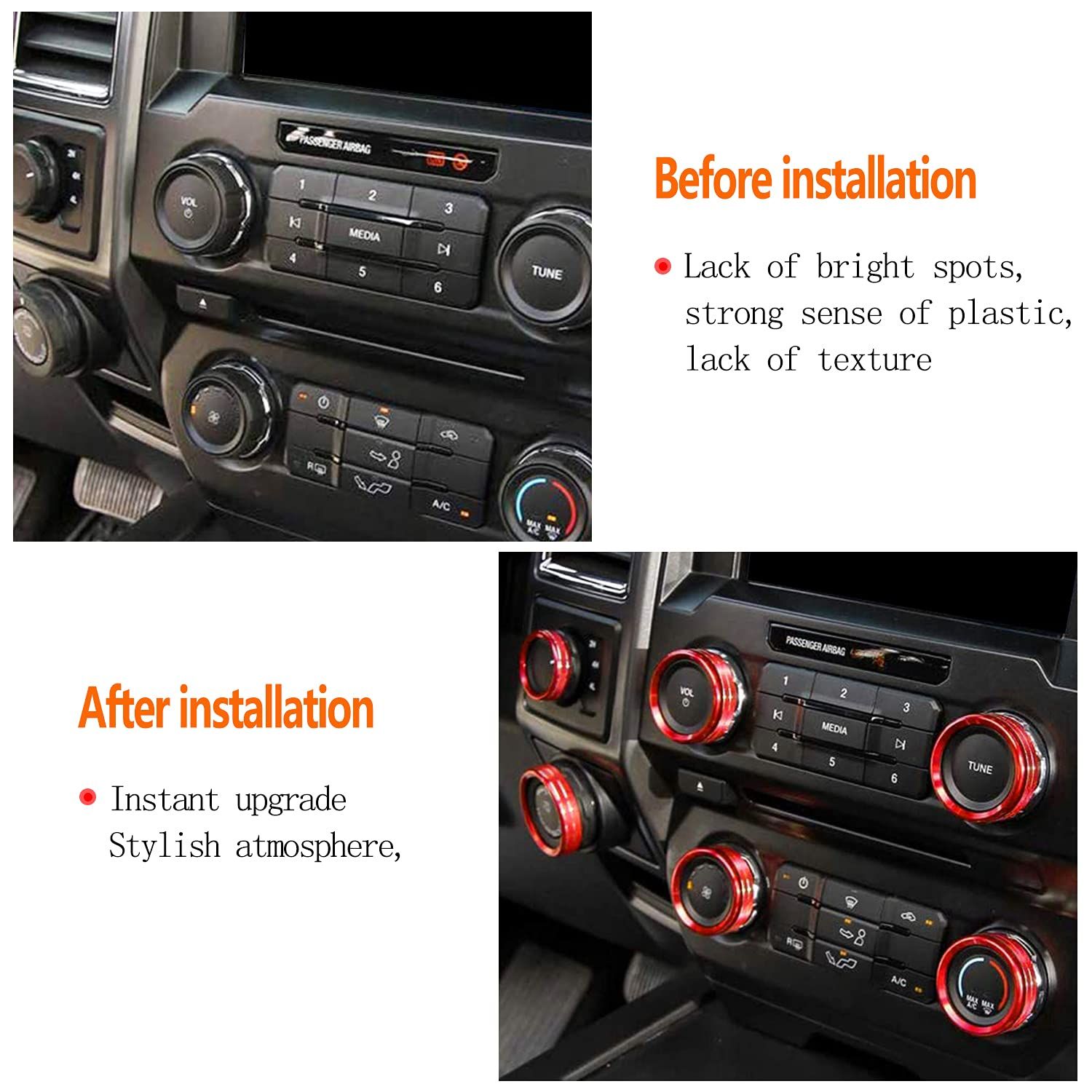 F150 XLT 4WD & Trailer Engine Knob AC VOL Air Conditioner Switch Cover Audio view 2