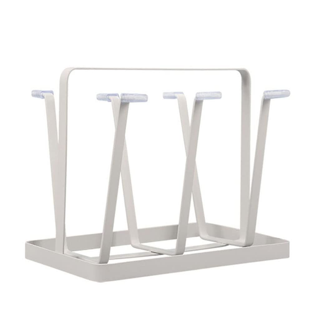 Metal Drainer Holder Rack Non-Slip Mugs Cups Organizer with Wood Handle