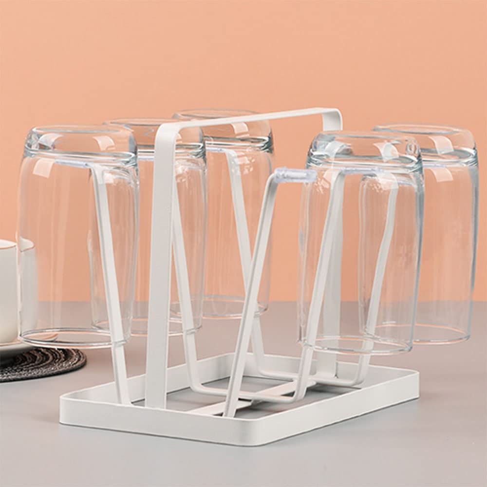 Metal Drainer Holder Rack Non-Slip Mugs Cups Organizer with Wood Handle view 4