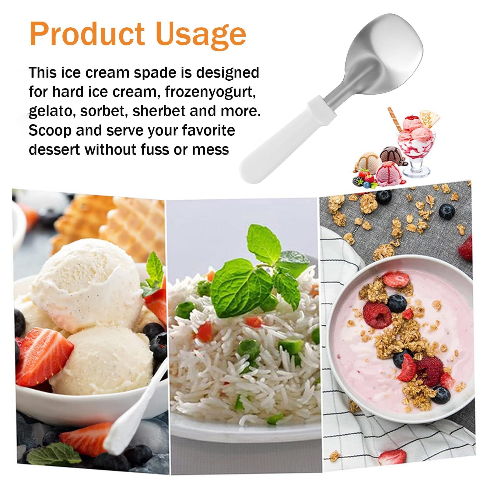 Ice Cream Spade,Stainless Steel Ice Cream Scoop Spade with Plastic view 4
