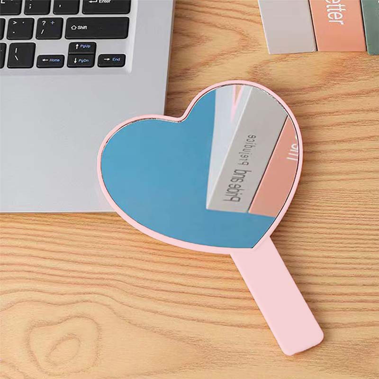 Heart-Shaped Travel Handheld Mirror Portable Personal Cosmetic Hand Mirror view 4