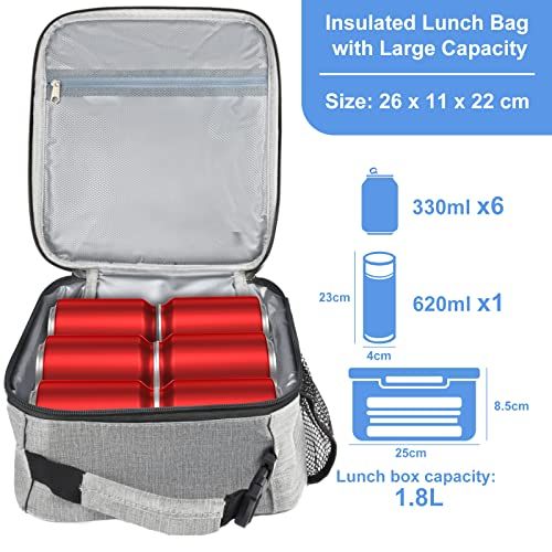 Insulated Lunch Bag, Leakproof Portable Lunch Box for Women Men Boys Girls view 3