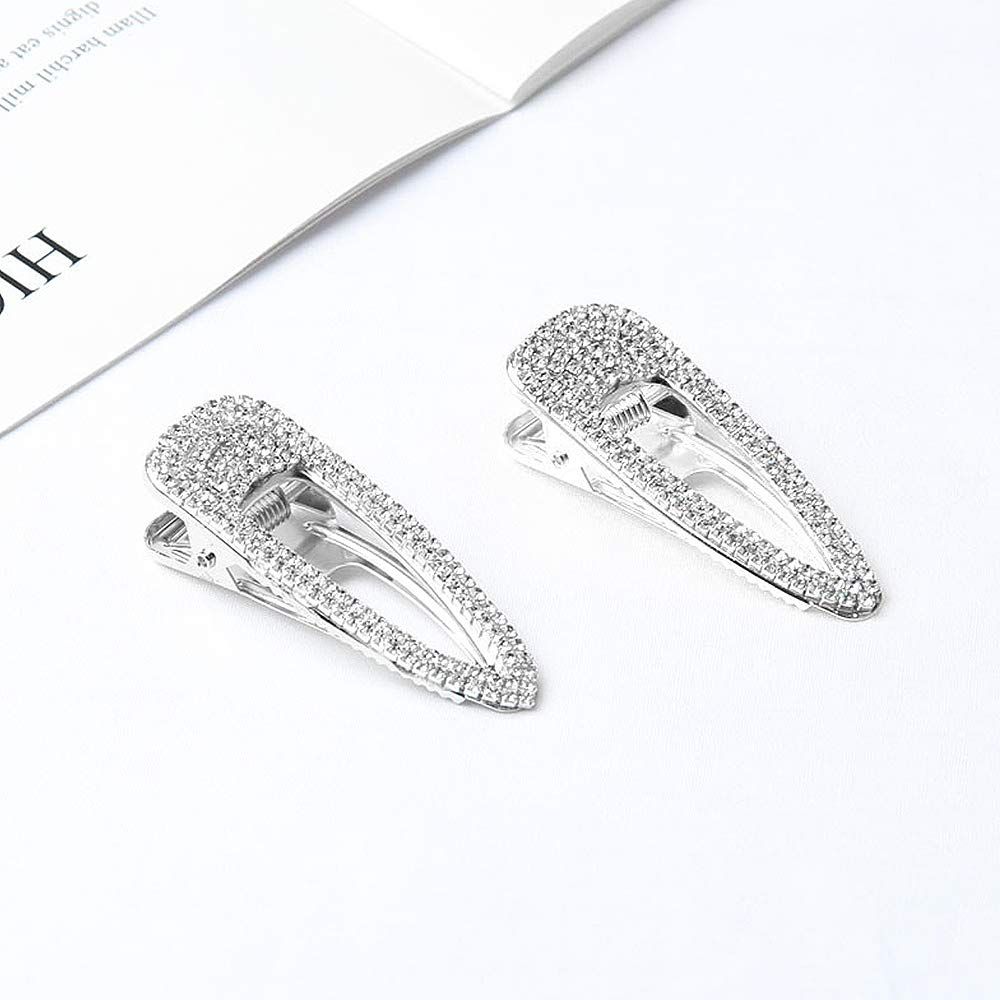2 PCS Silver Hair Clips Barrettes Glitter Rhinestones Hair Pins Hair view 2