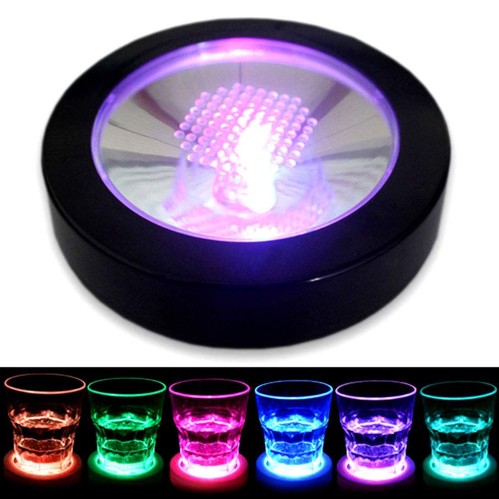 LED Coasters for Drinks, USB Rechargeable Light Up Coasters for Bar Beer