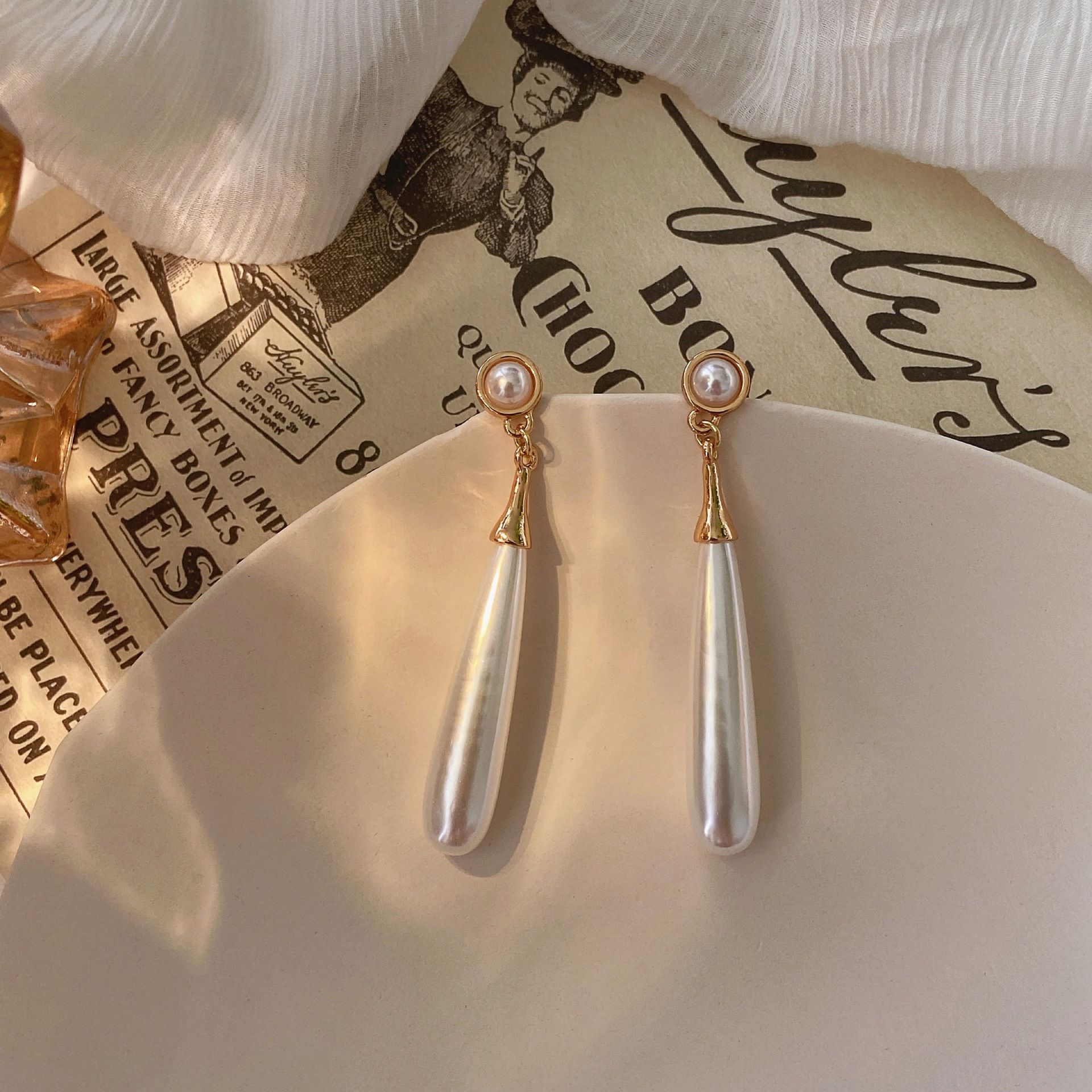 Pearl Drop Earrings for Women Handpicked White Pearl Dangle Earrings Everyday view 5