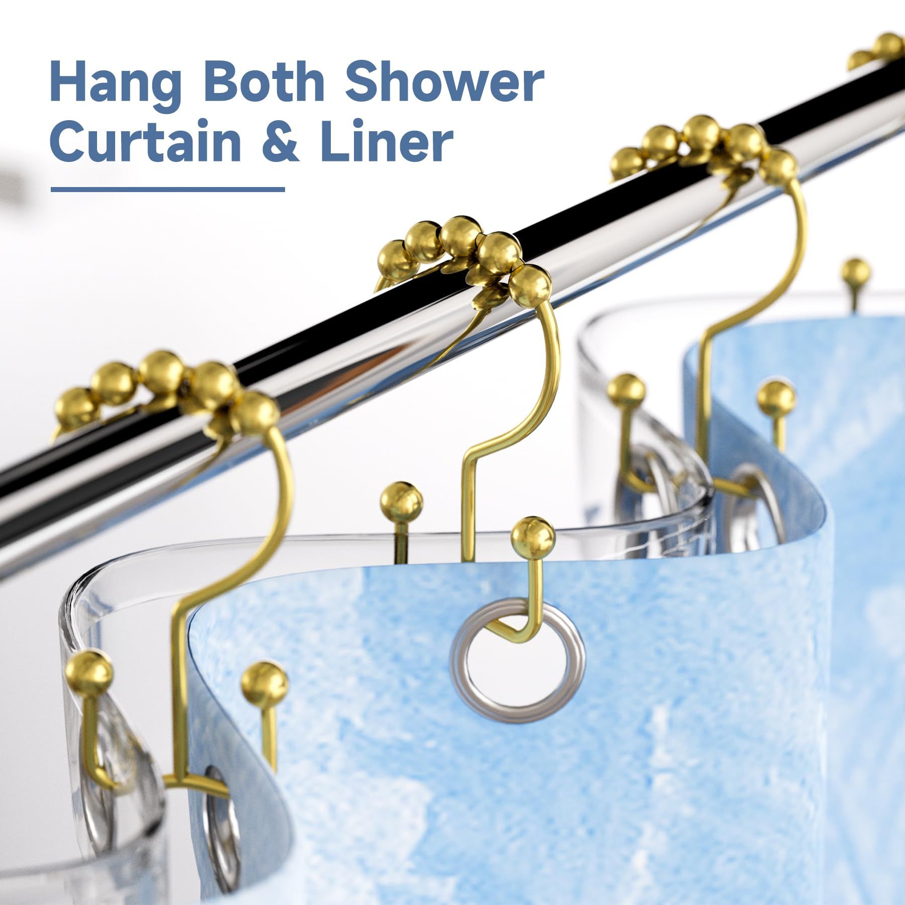 12PCS Gold Shower Curtain Hooks Rings view 5