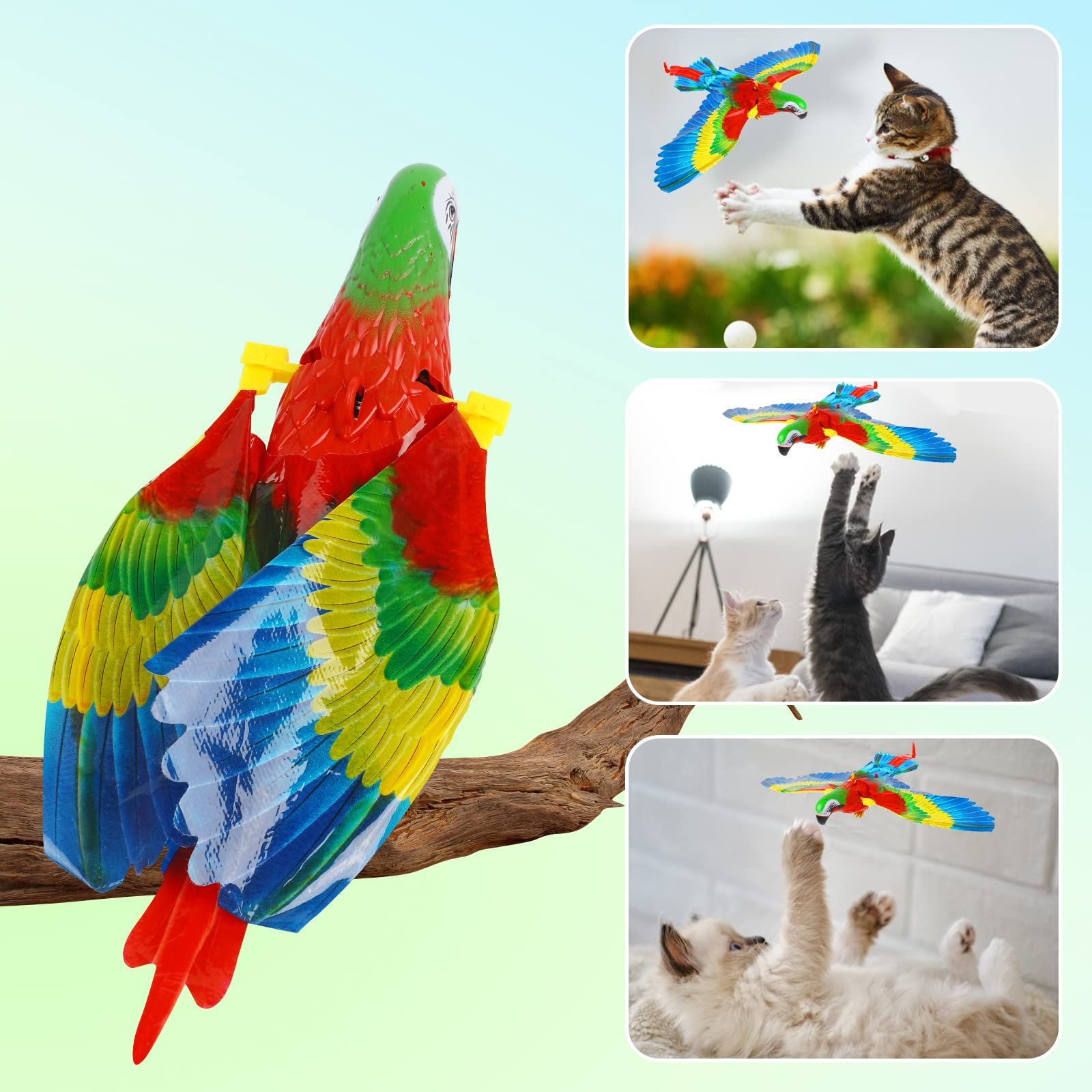 Hanging Spinning Simulation Bird with Light Sound for Indoor Ceiling Kitten view 2