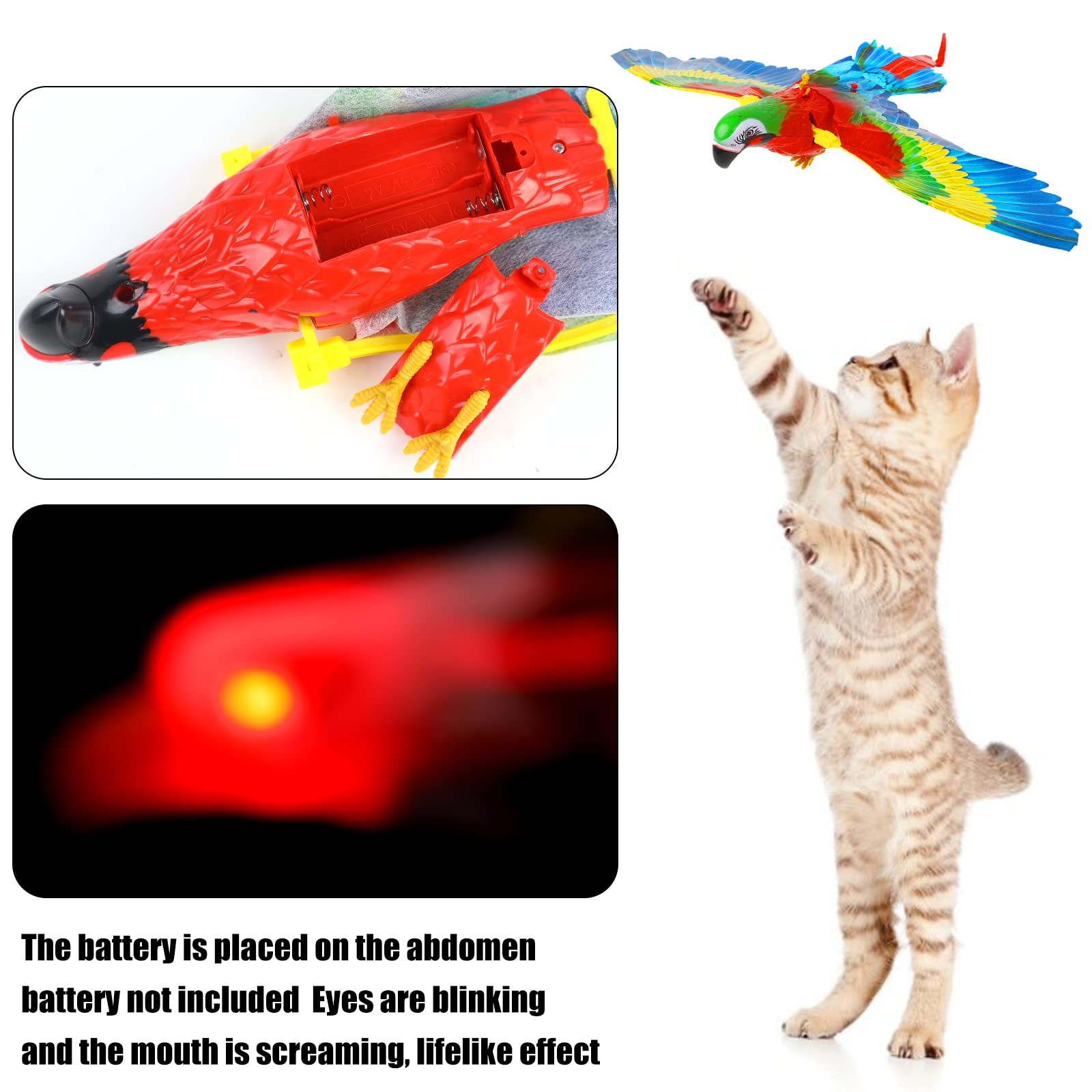 Hanging Spinning Simulation Bird with Light Sound for Indoor Ceiling Kitten view 3