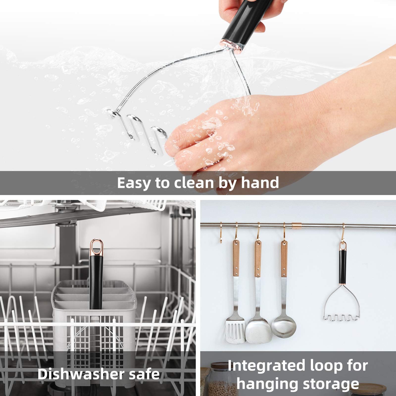 Potato Masher, Heavy Duty Mashed Potatoes Masher, Professional Metal Wire view 2