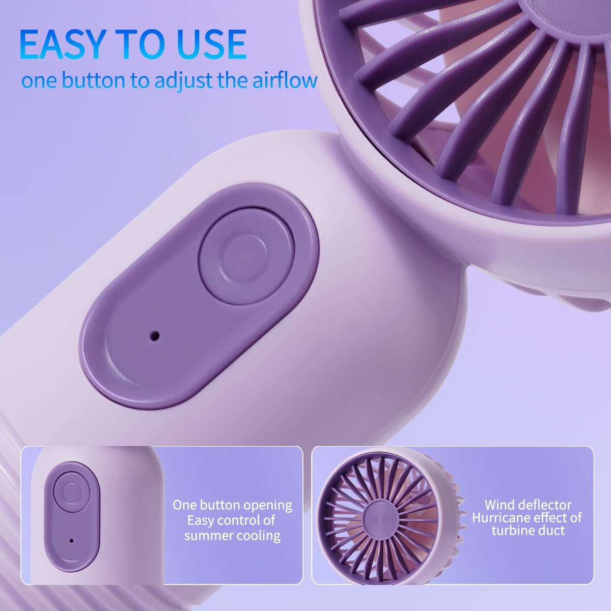 Portable Mini Fan 3-pack Handheld Personal Small Fan with 3-speed for Travel view 3