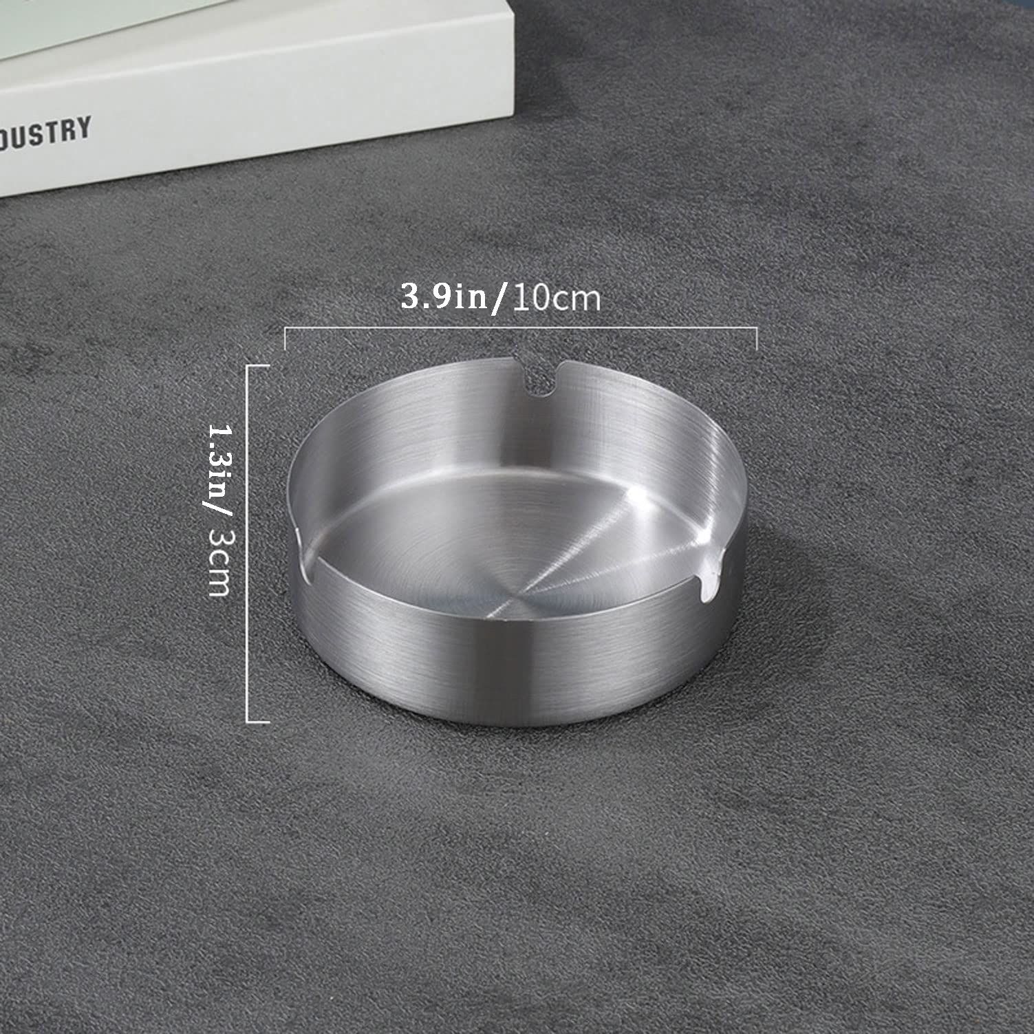 Pack of 2 Cigar Ashtray Tabletop Round Stainless Steel Ash Tray Suitable for view 5
