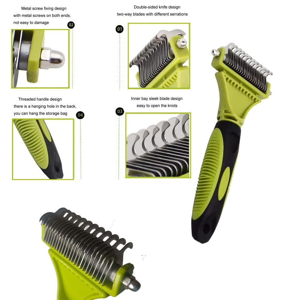 Professional 2 Sided Dog Dematting Undercoat Rake Comb for Dogs & Cats view 4