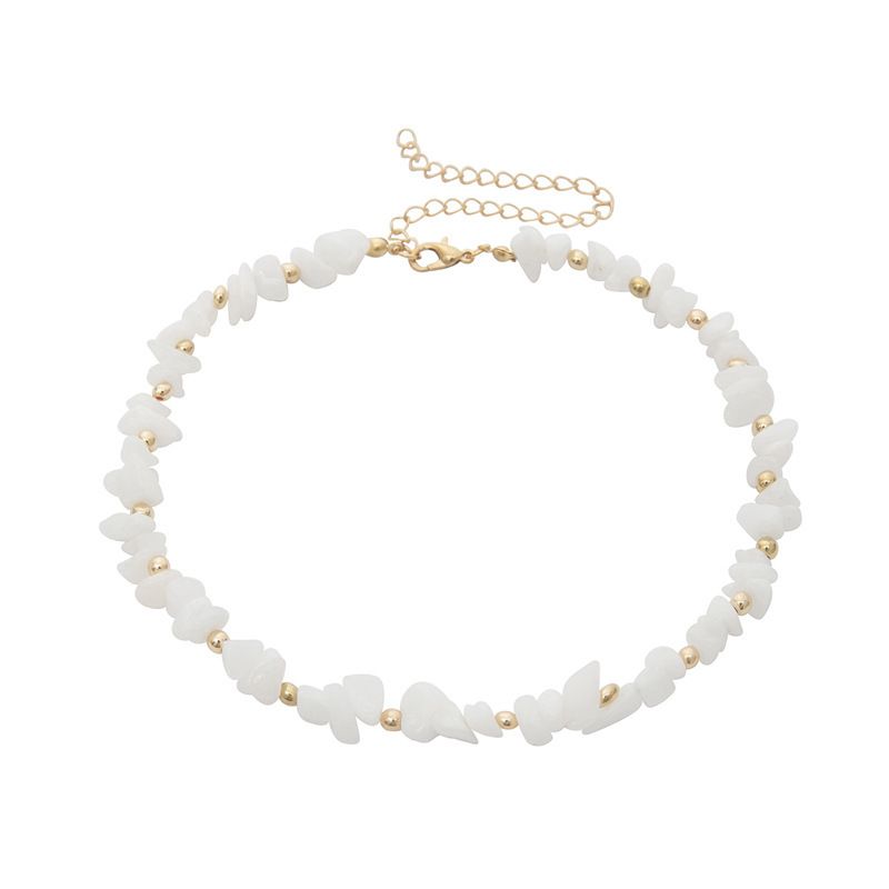 Boho White Shell Necklace for Women Natural Stone Choker Irregular Beaded