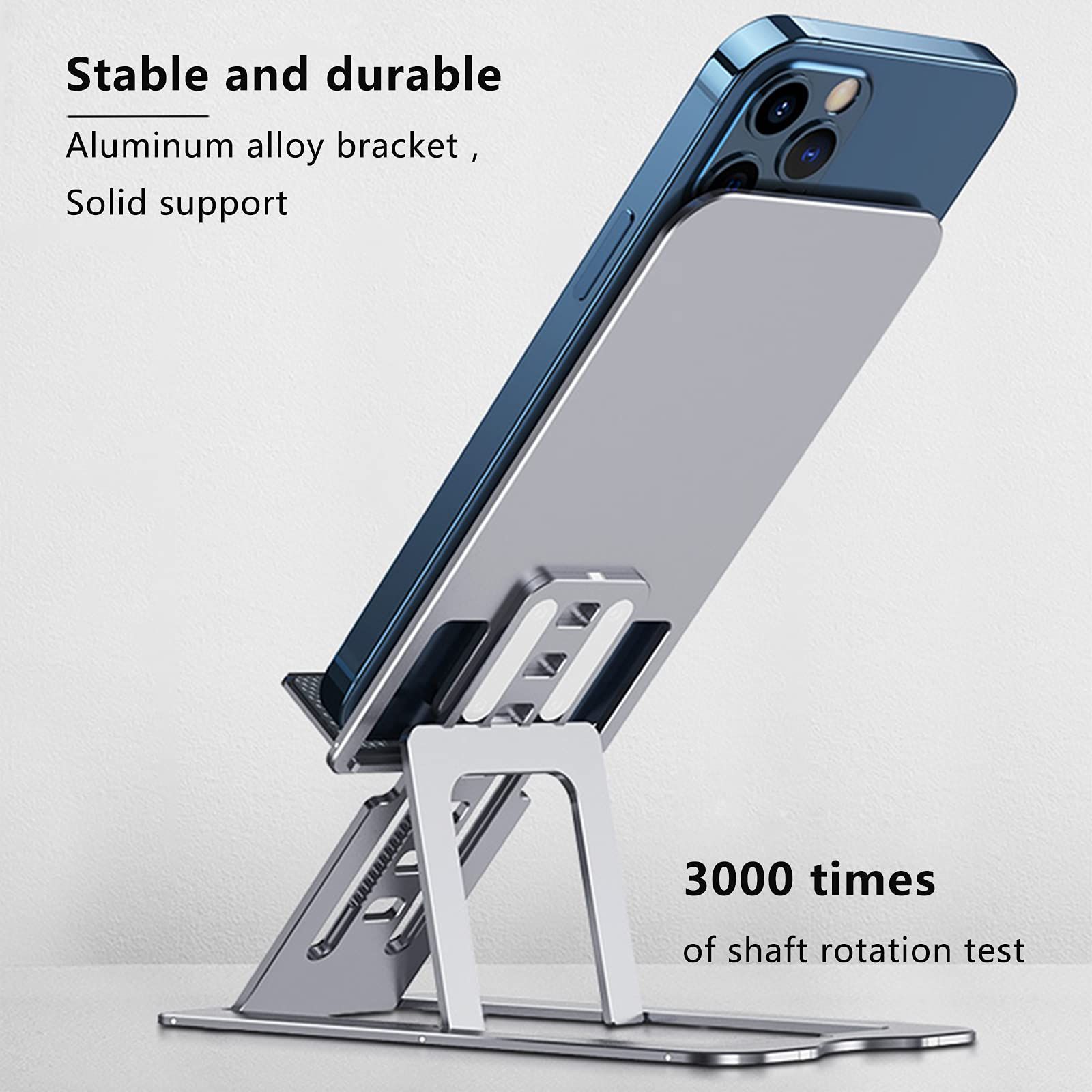 Foldable Portable Cell Phone Holder Stand Adjustable Angle & Height Compatible view 3