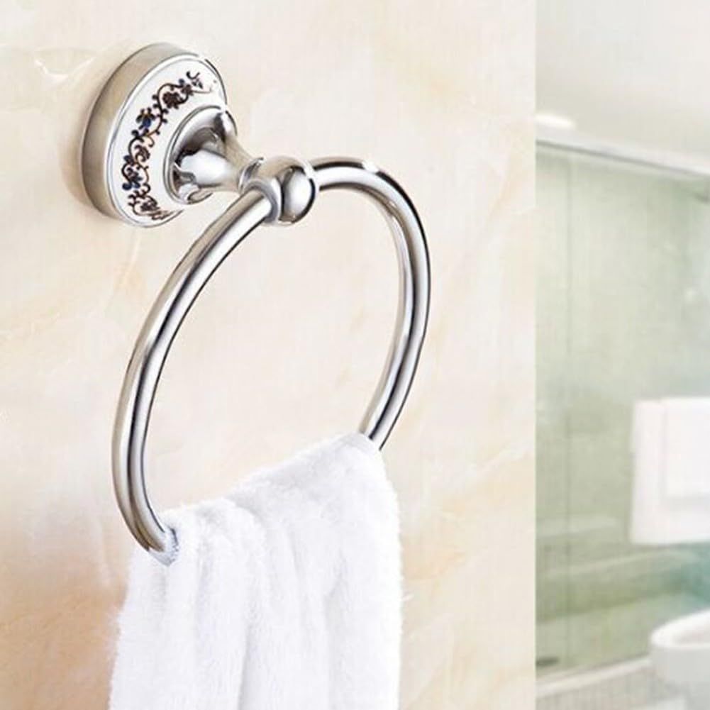 Chrome Towel Ring, Bath Hand Towel Holder , Silver Towel Rack Wall Mounted view 2
