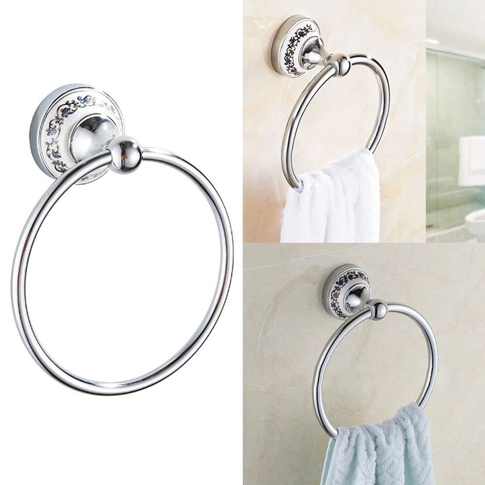 Chrome Towel Ring, Bath Hand Towel Holder , Silver Towel Rack Wall Mounted view 4