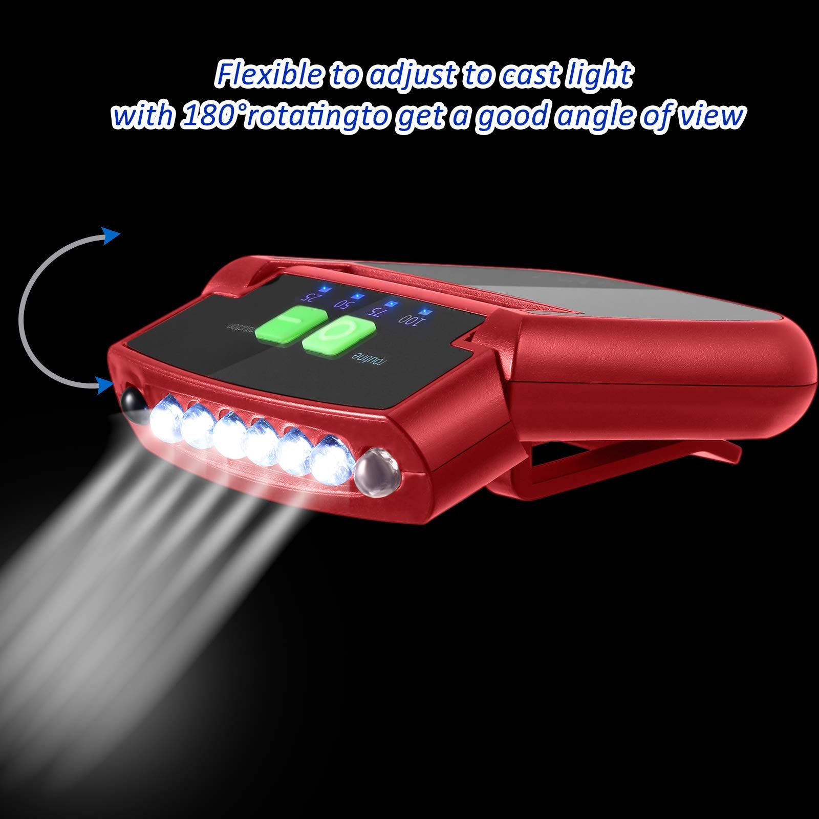 2 Pieces LED Clip on Cap Lights USB Rechargeable Cap Flashlight Clip view 3