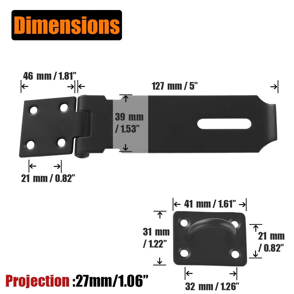 Heavy Duty Door Hasp Latch 5" Extra Thick Steel Safety Gate Door Lock Padlock view 2