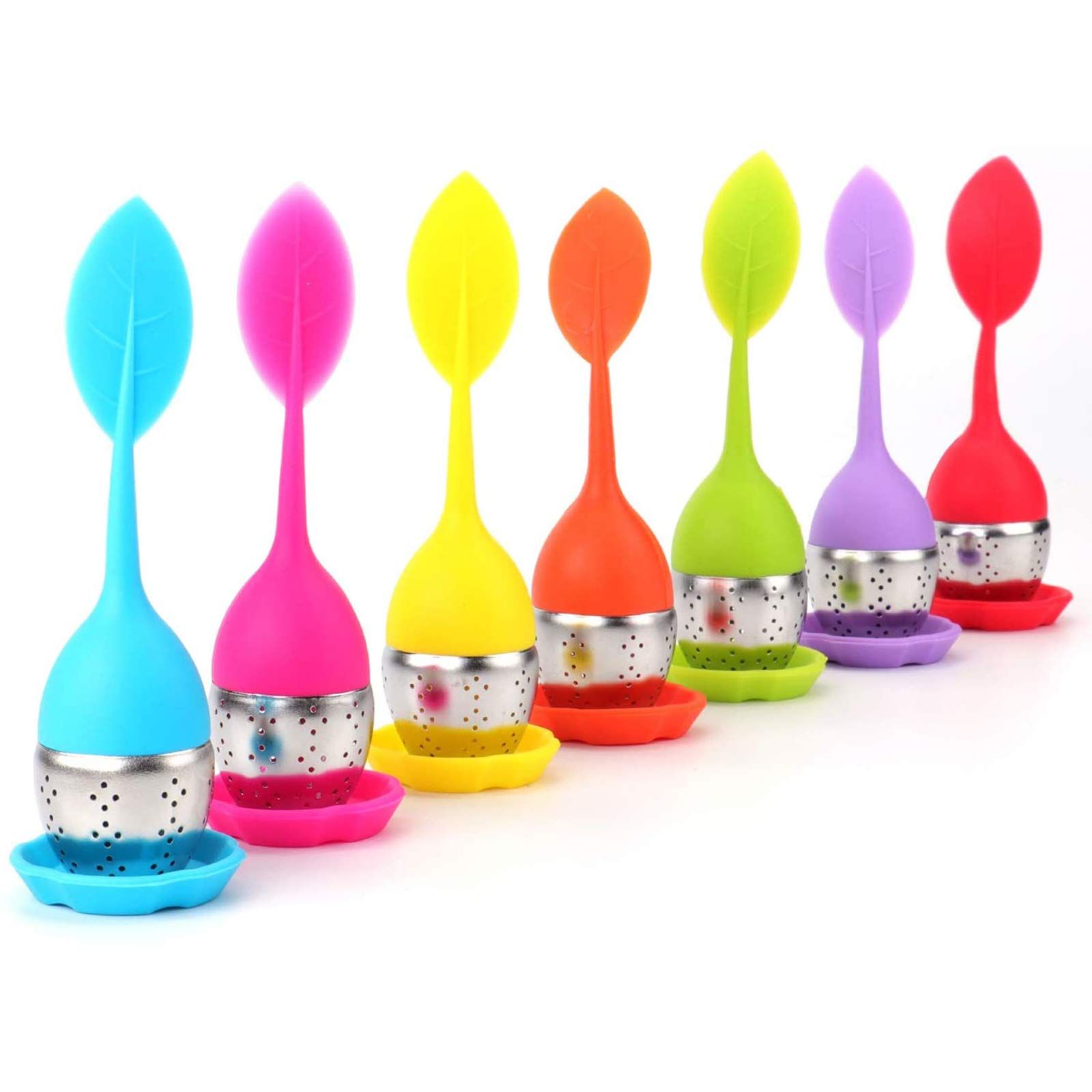 Set of 7 Silicone Handle Stainless Steel Strainer Drip Tray Included - Loose view 2