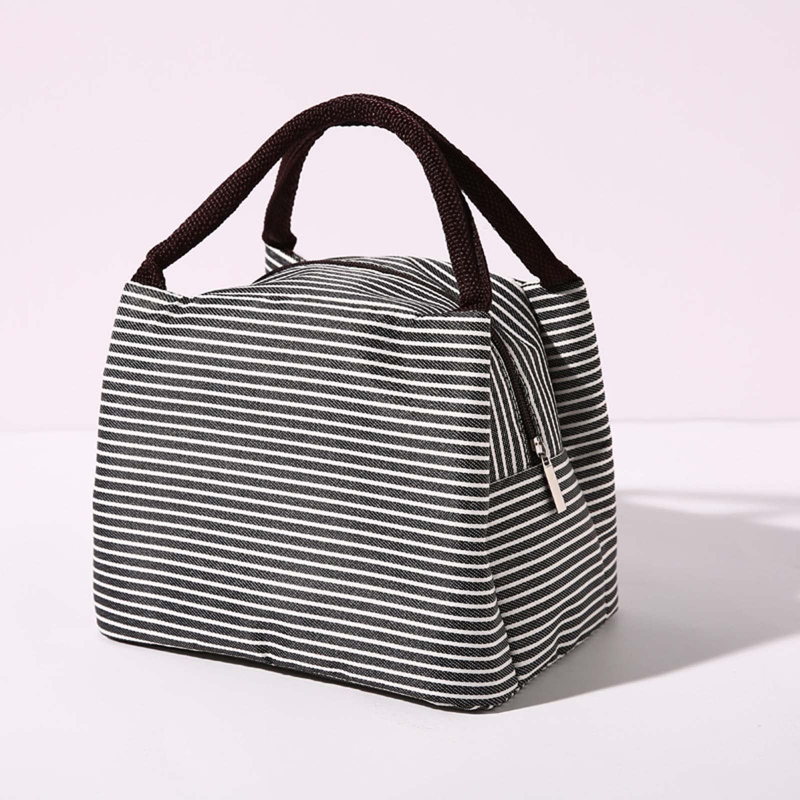 Lunch Bag Women/Men Lunch Box Women/Men (white&black stripe) Lunch Bag for view 2