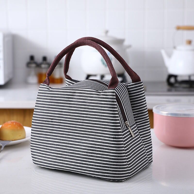Lunch Bag Women/Men Lunch Box Women/Men (white&black stripe) Lunch Bag for view 4