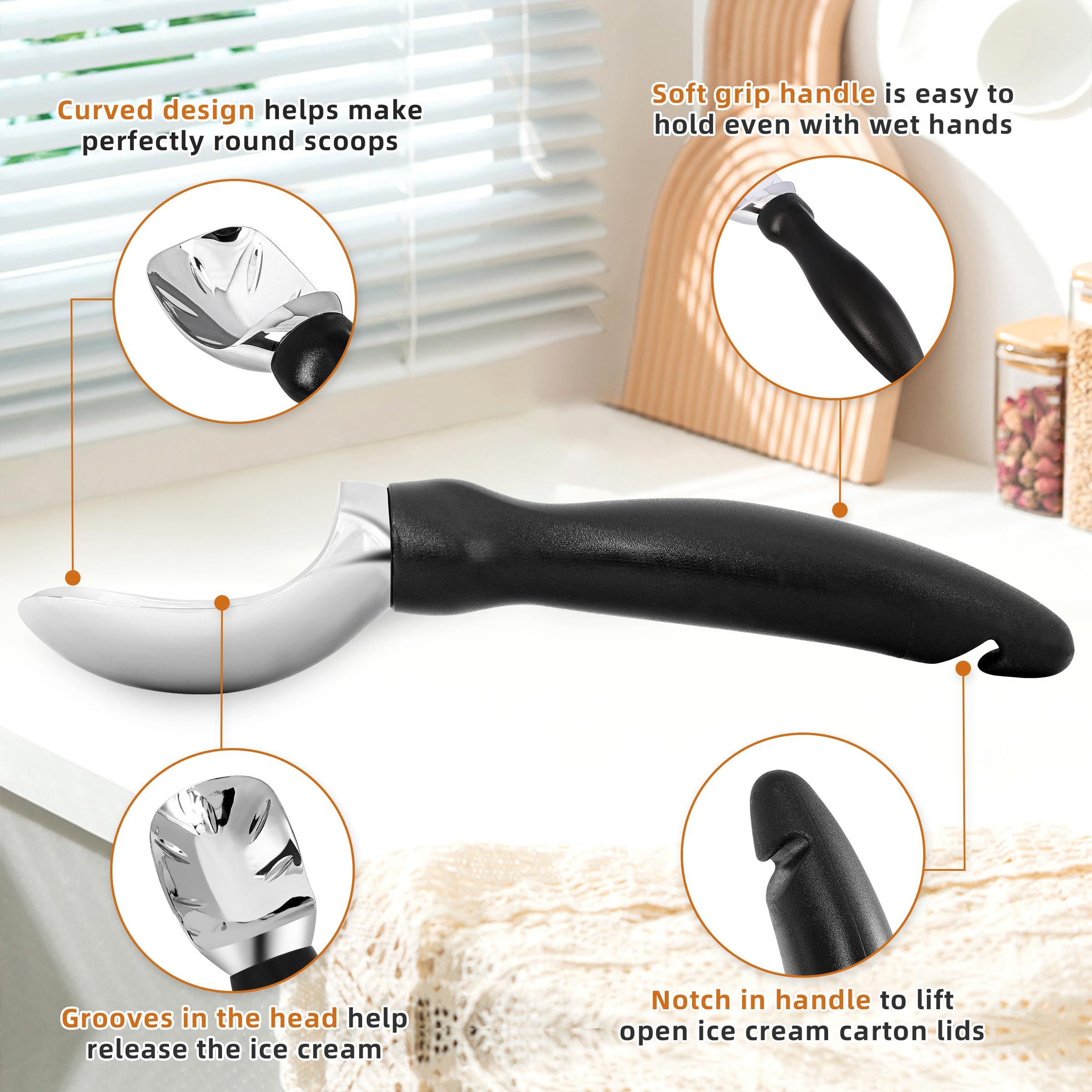 Ice Cream Scoop with Comfortable Grip Handle view 3