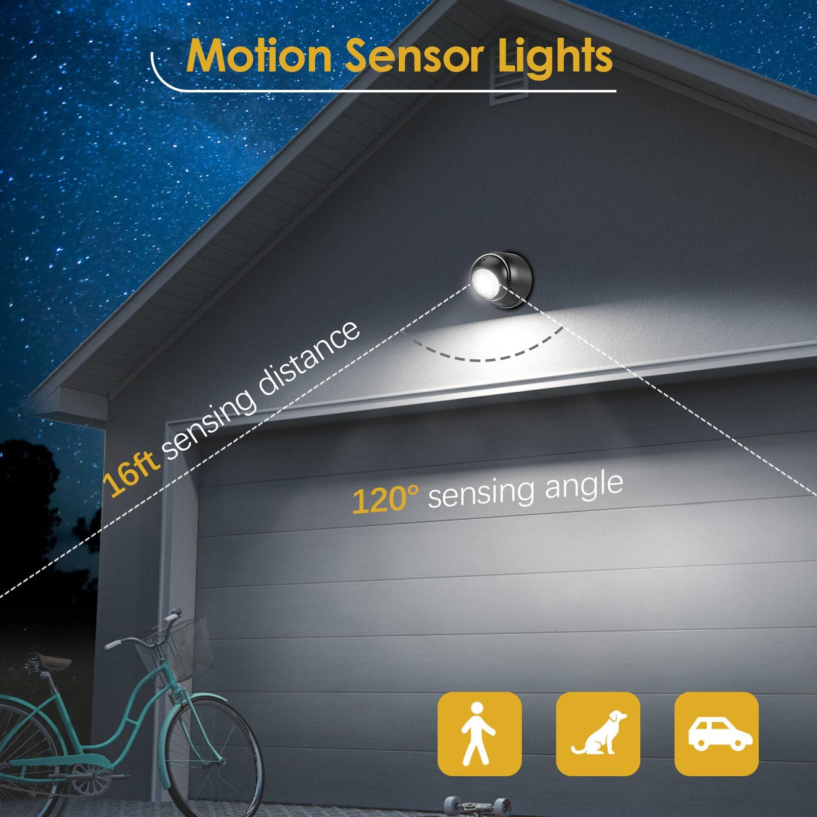 Battery Operated Motion Sensor Light Waterproof Wireless LED Battery Powered view 2