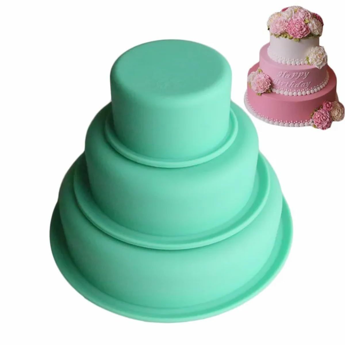 Round Cake Pan Set Silicone Cake Molds Baking Pans for 3 Tier Cake Layer Tin
