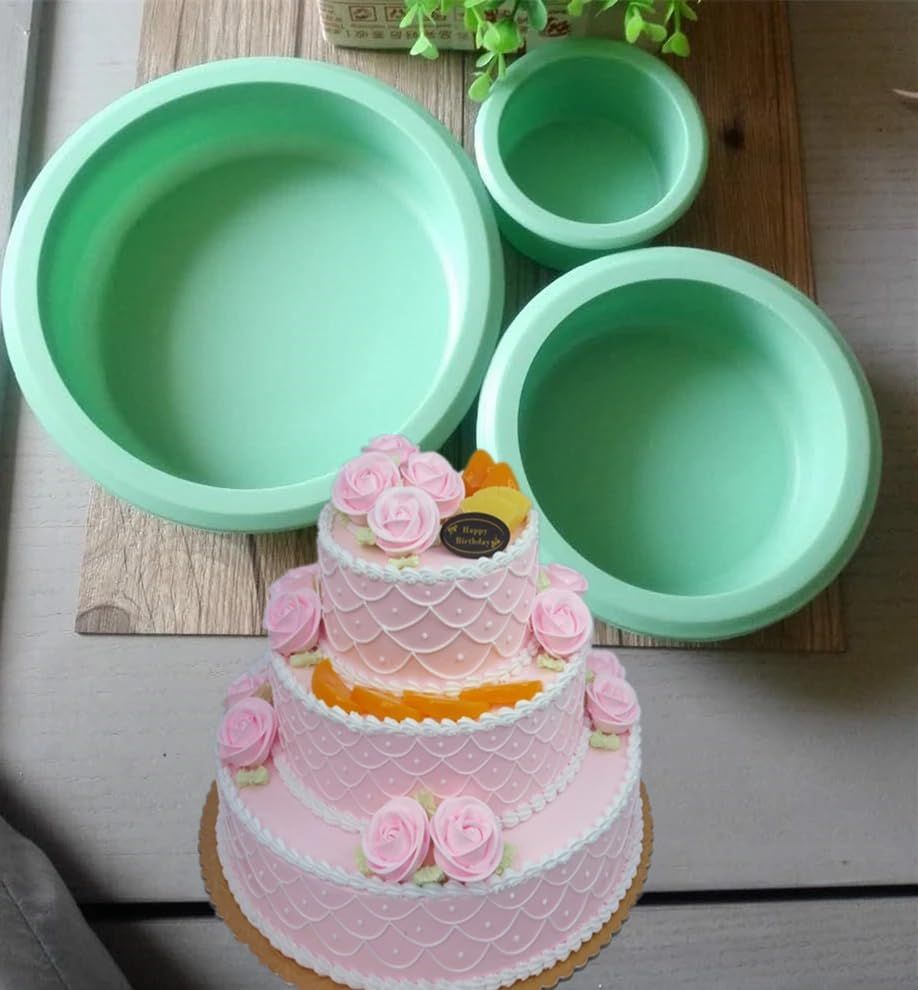 Round Cake Pan Set Silicone Cake Molds Baking Pans for 3 Tier Cake Layer Tin view 2
