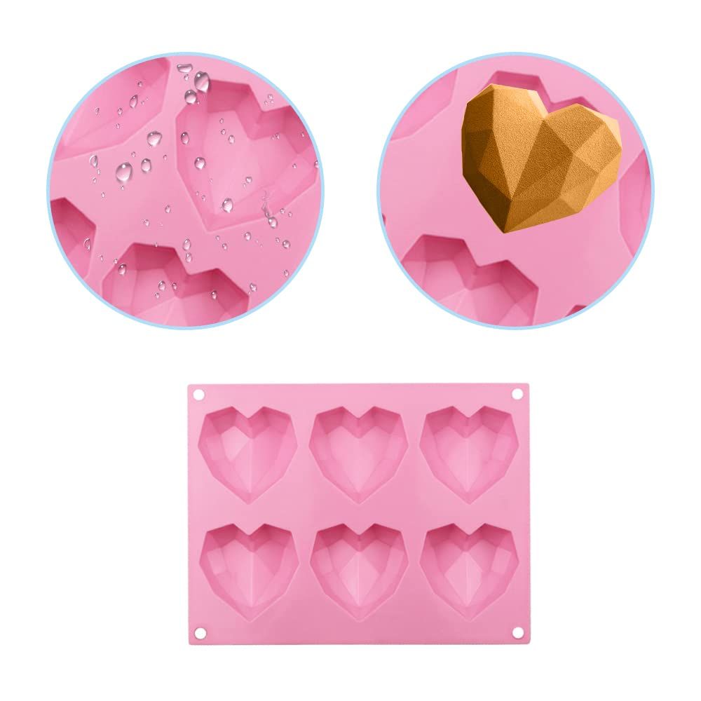 3D Diamond Heart Silicone Mold for Chocolate view 2