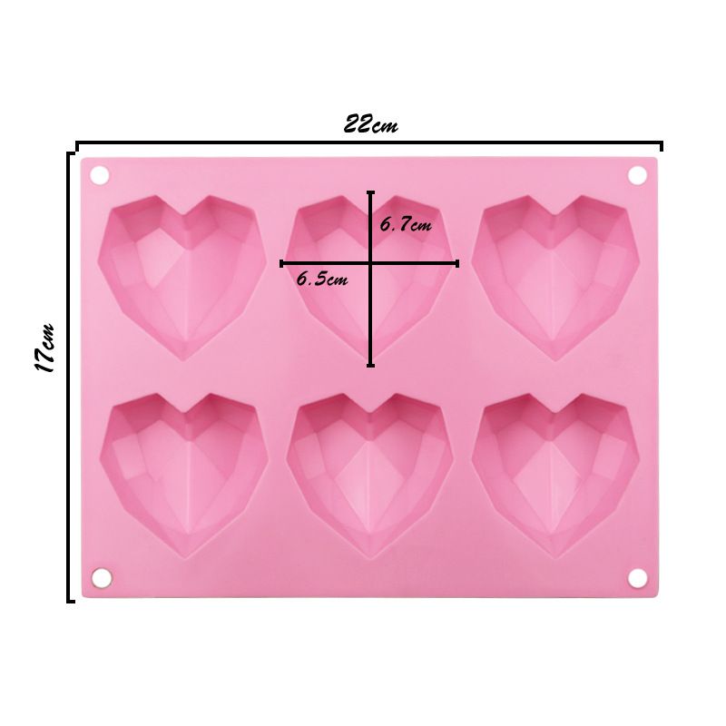 3D Diamond Heart Silicone Mold for Chocolate view 3