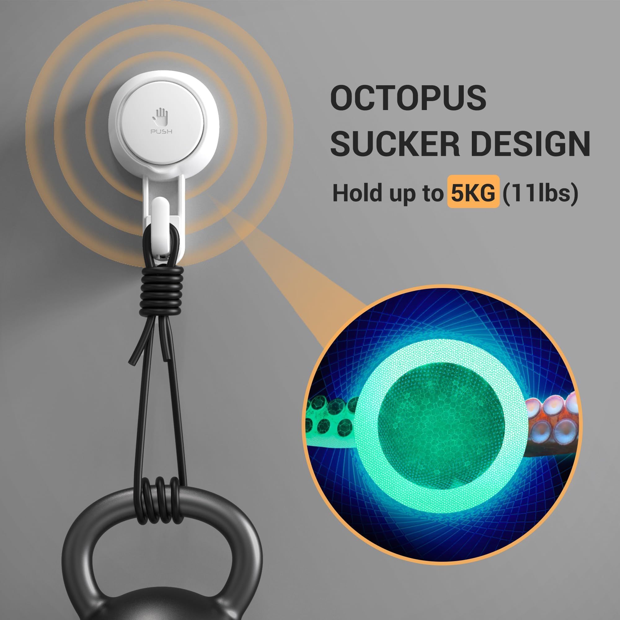 Shower Hooks for Inside Shower Reusable Waterproof Utility Suction Cups Hooks view 2