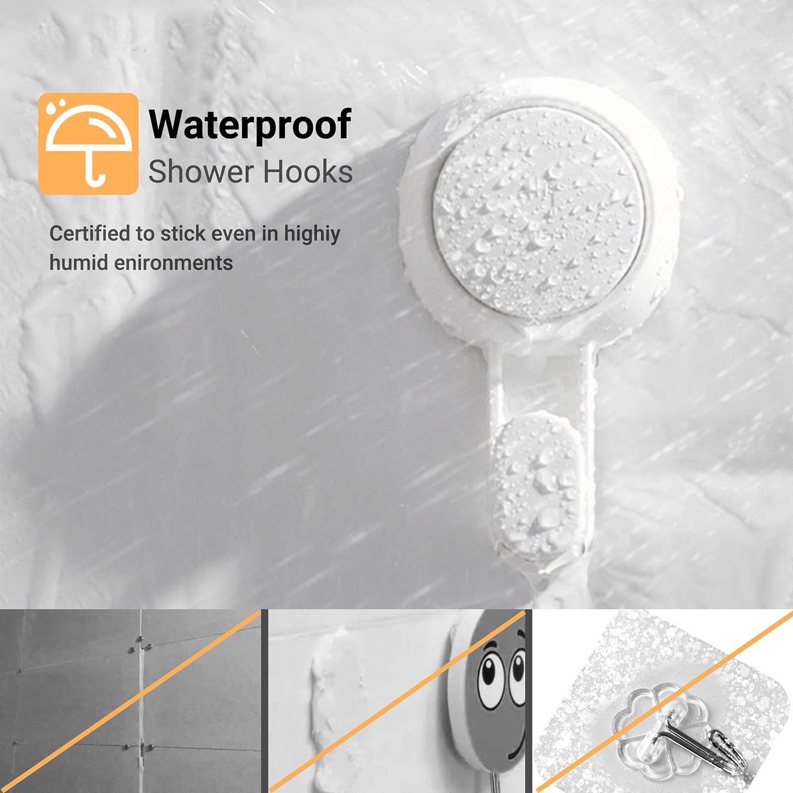 Shower Hooks for Inside Shower Reusable Waterproof Utility Suction Cups Hooks view 3