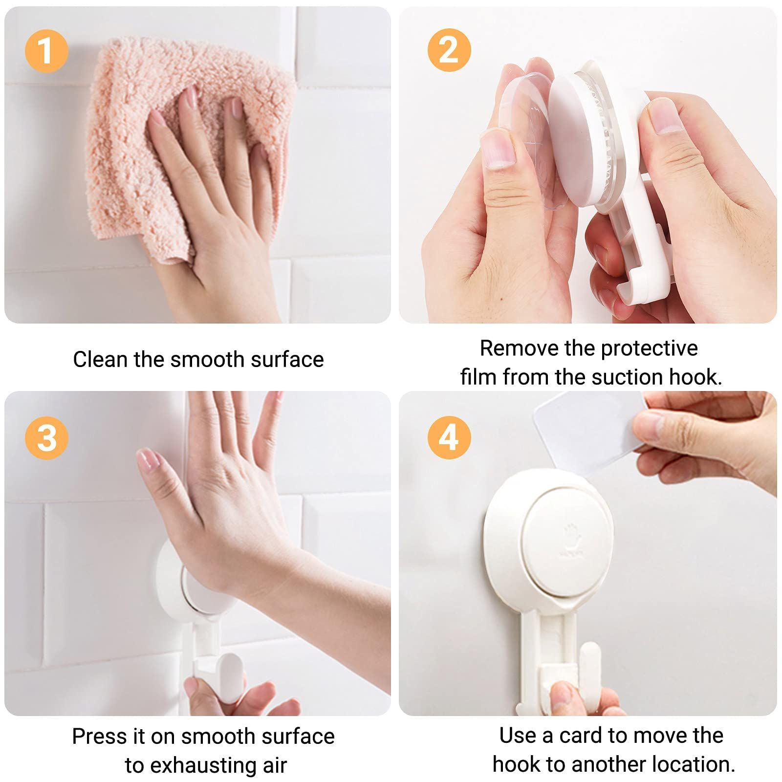 Shower Hooks for Inside Shower Reusable Waterproof Utility Suction Cups Hooks view 5
