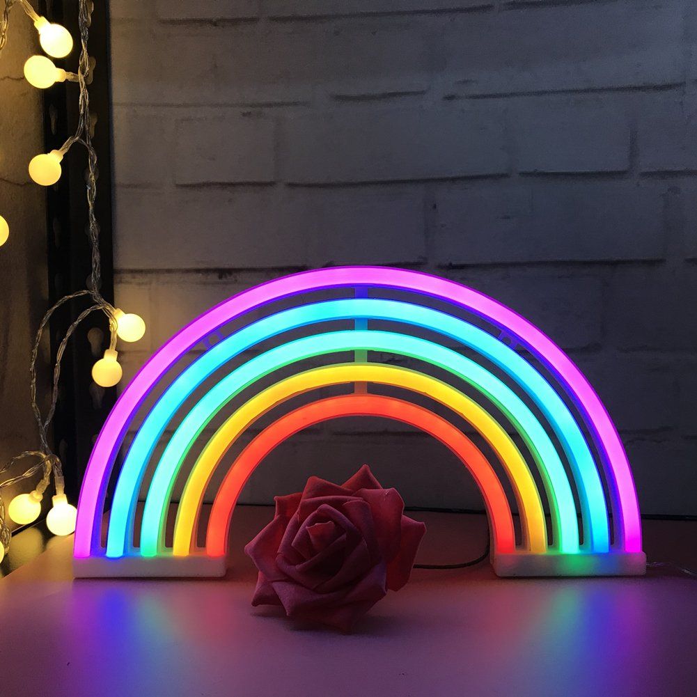 Neon Rainbow Sign, Battery or USB Powered Light for Wall Decor, Colorful view 2