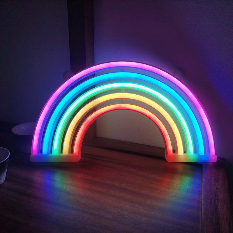 Neon Rainbow Sign, Battery or USB Powered Light for Wall Decor, Colorful view 4
