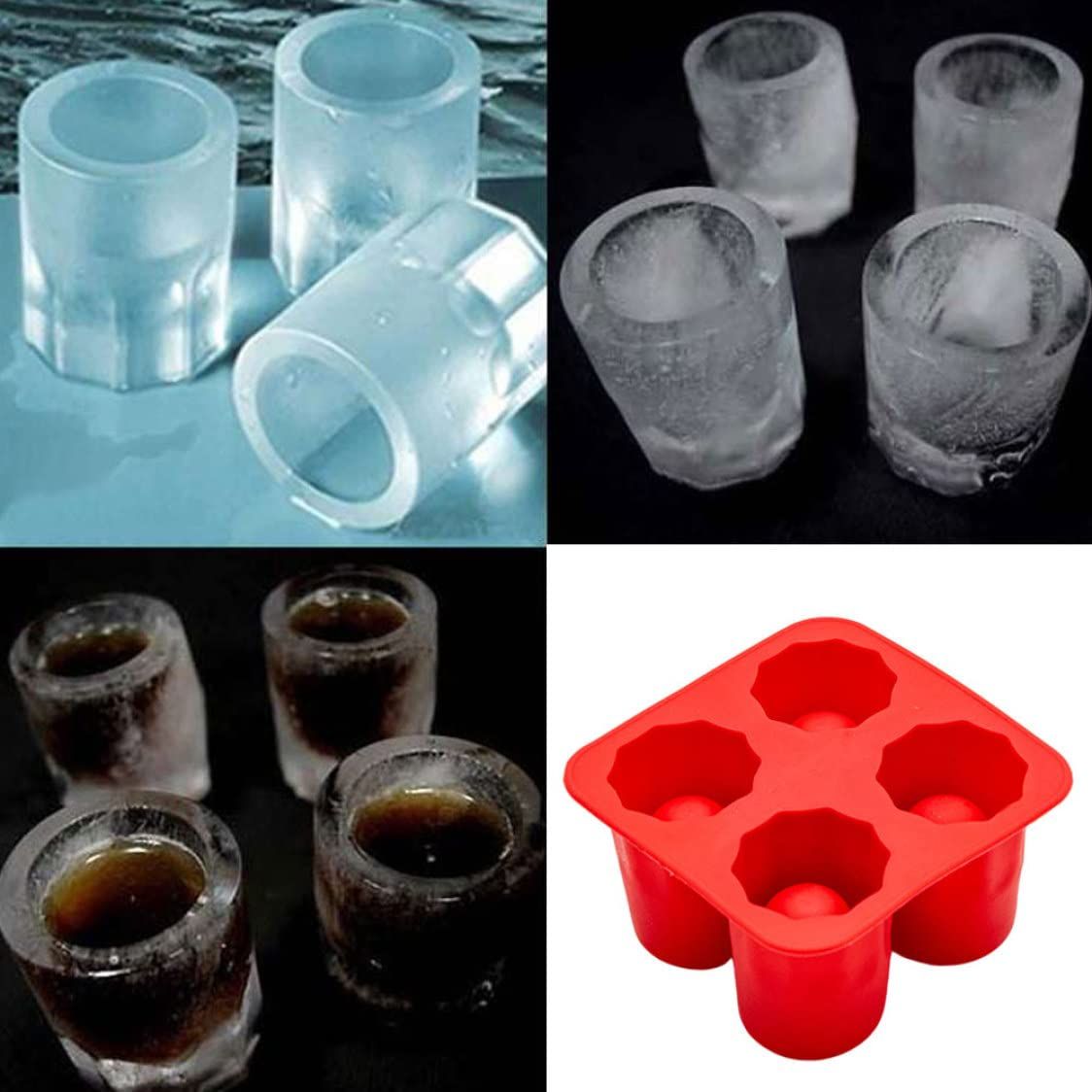 4-Cavity Ice Cubist Ice Shot Glass Molds Round Shot Glass Silicone Mold Ice view 5