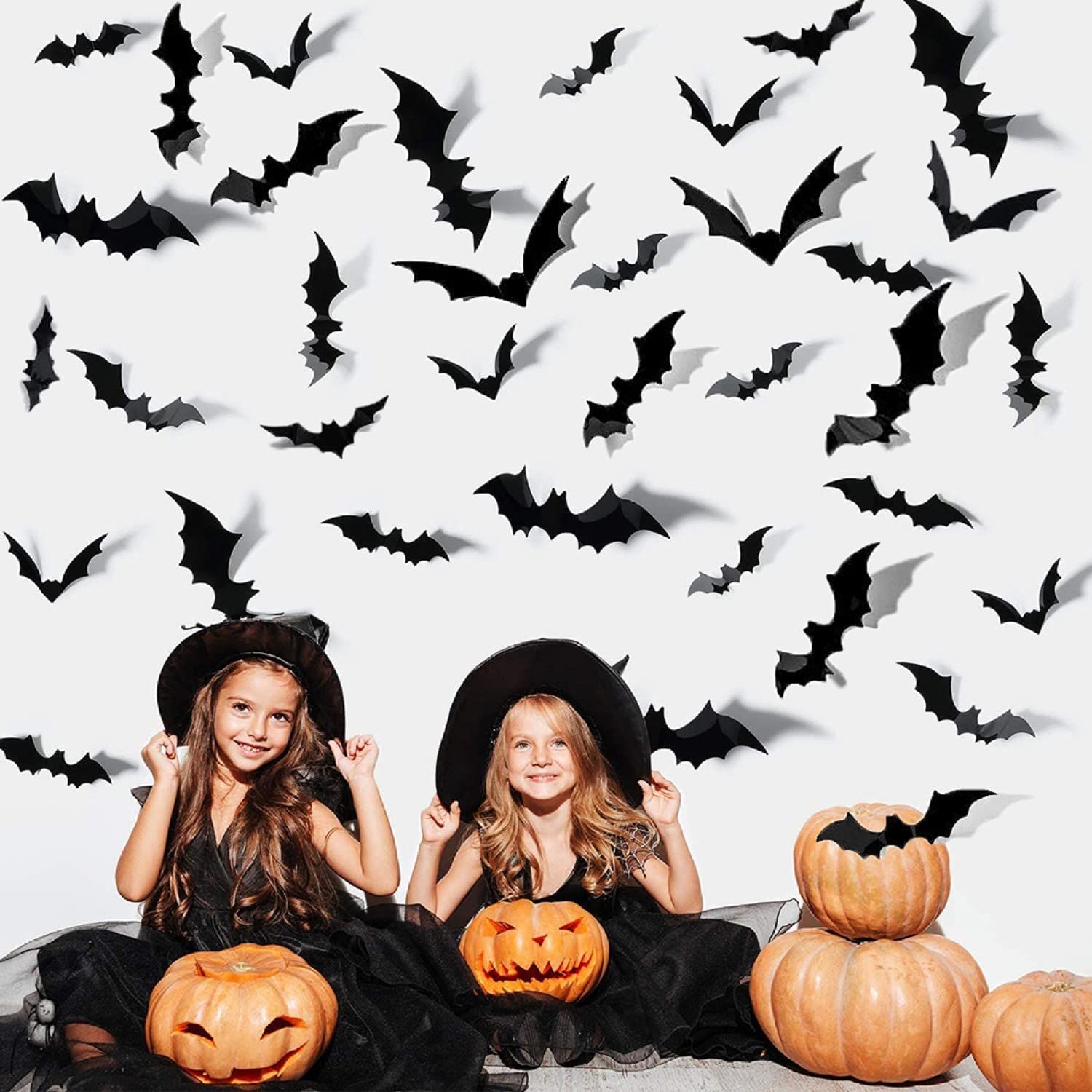 60PCS Bats Wall Decor Halloween 3D Bats Decoration Scary Bats Wall Decal Wall view 2