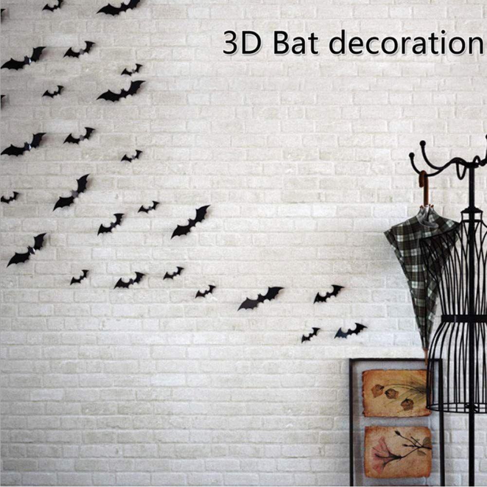 60PCS Bats Wall Decor Halloween 3D Bats Decoration Scary Bats Wall Decal Wall view 5