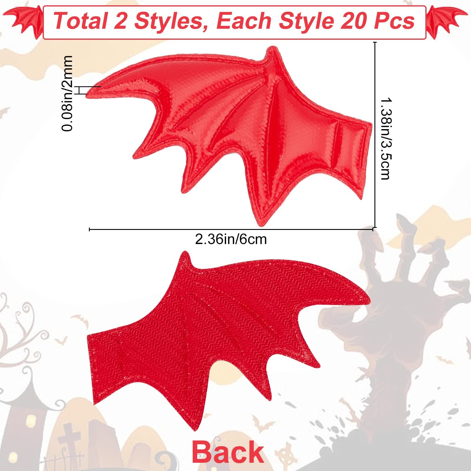 2 Style 20PCS Leather Halloween Bat Wings DIY Crafts Bat Wing Spooky Bats view 2