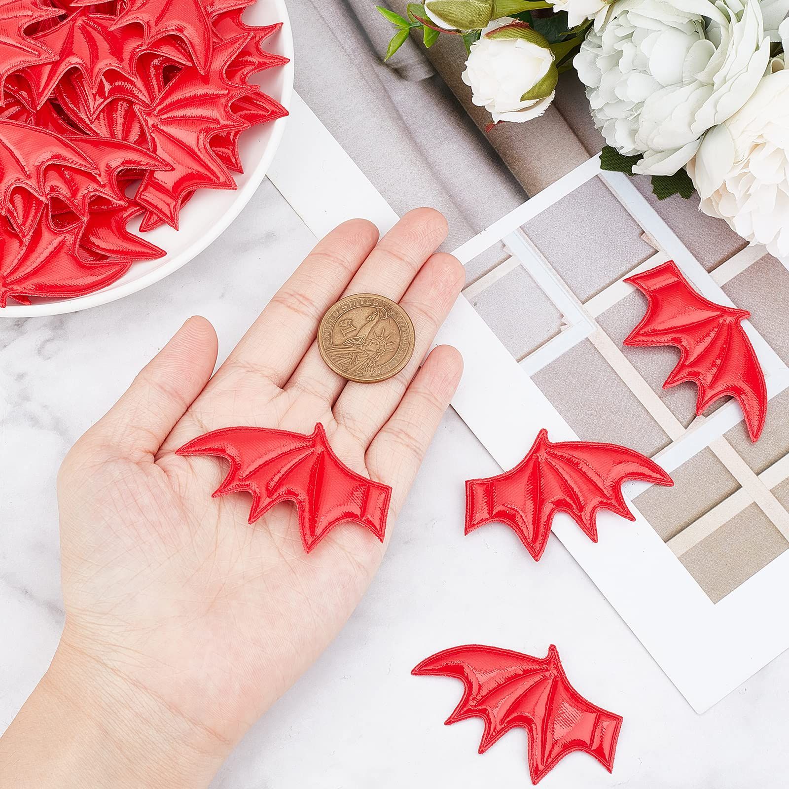 2 Style 20PCS Leather Halloween Bat Wings DIY Crafts Bat Wing Spooky Bats view 3