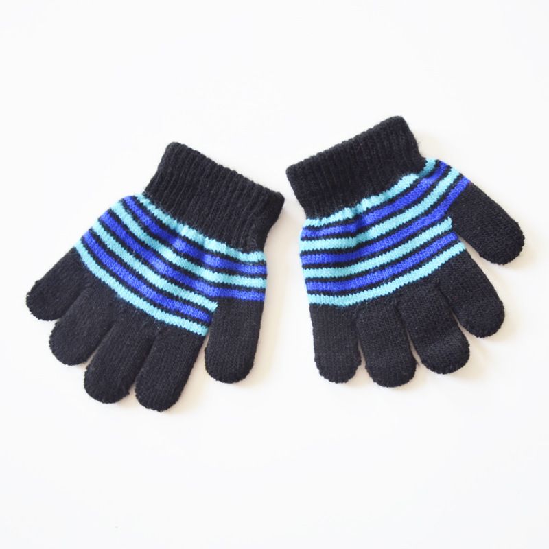 3 Pairs Winter Knitted Writing Gloves For Baby Boys and Girls Kids Stripe Mittens view 2