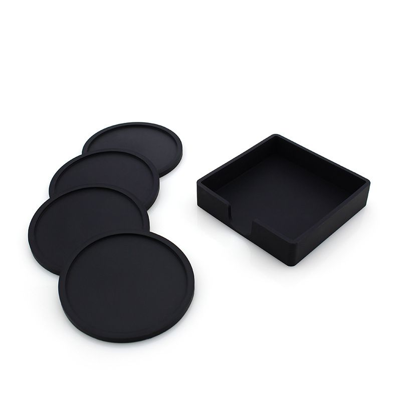 Silicone Coasters with Holder Set of 4 - Cup Coasters for Indoor and Outdoor