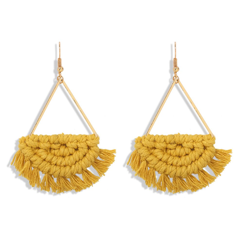 Handmade Multi-color Tassel Earrings - Boho Short Fringe Earrings Jewelry view 2