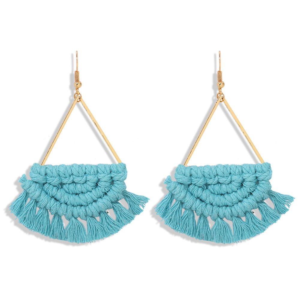 Handmade Multi-color Tassel Earrings - Boho Short Fringe Earrings Jewelry view 4