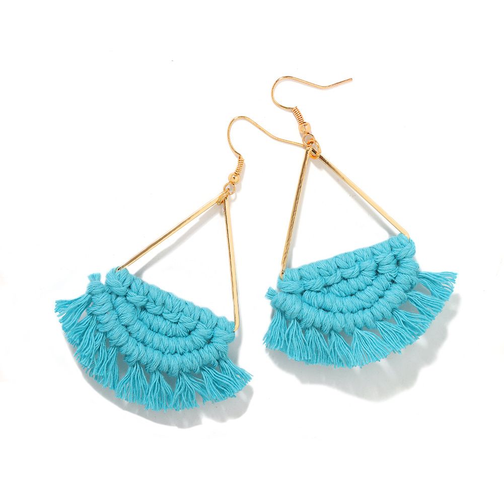 Handmade Multi-color Tassel Earrings - Boho Short Fringe Earrings Jewelry view 5