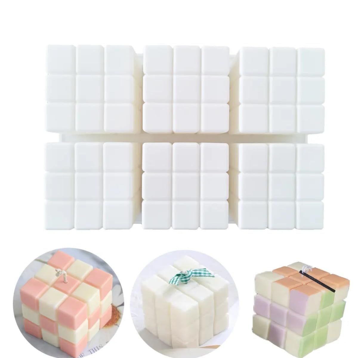 Easy Demoulding 6 Cavity Silicone Resin Cube Candles Molds 3D Wax Soap Mould